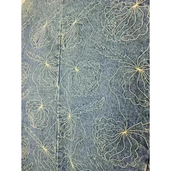 Size Medium Large Vtg Gasoline Denim Blazer Jacket Abstract Floral - Picture 3 of 4